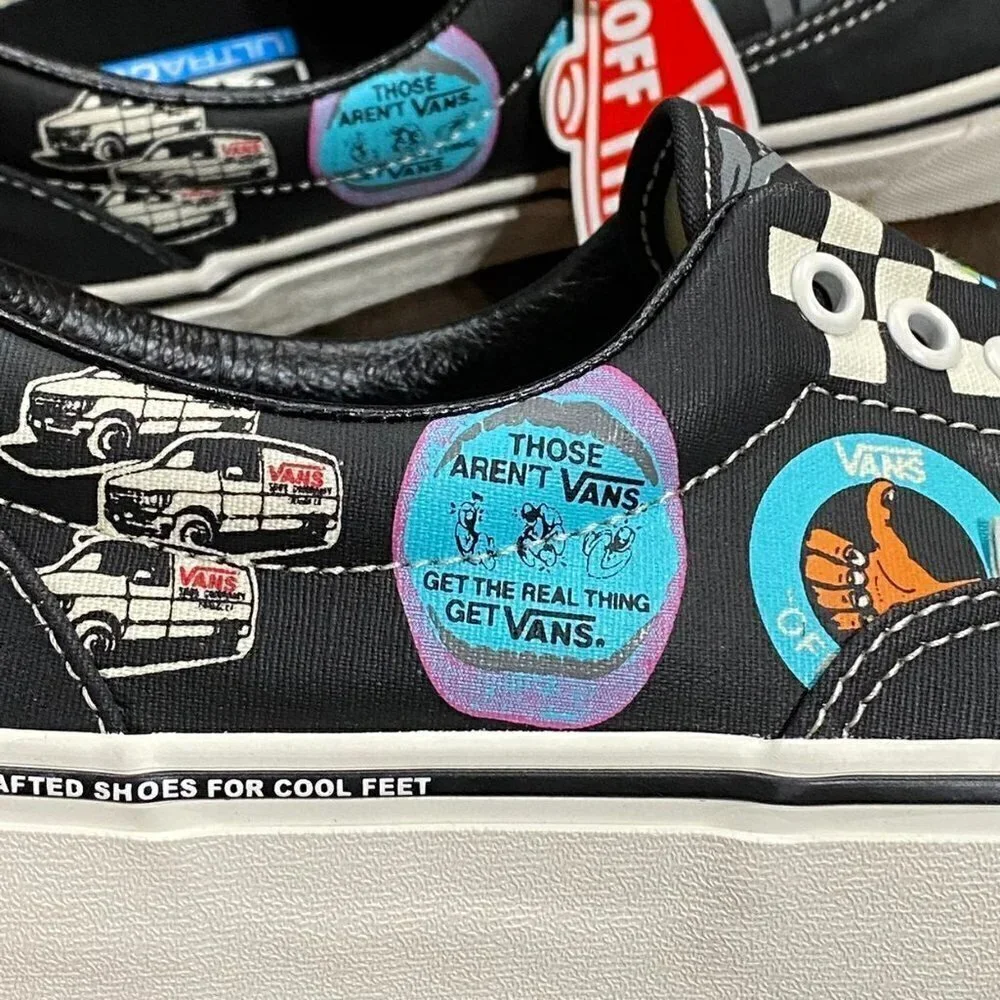 VANS Era sf V66 Black/Multi Graphic Print Sneakers Size‎ 9 Women